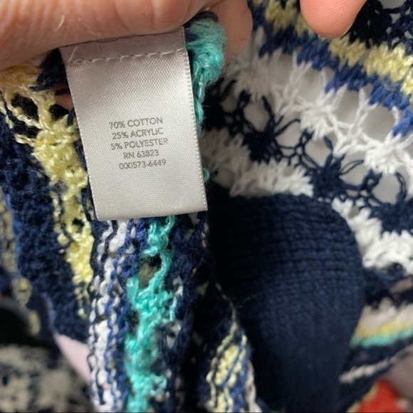 NWT CJ Banks V-Neck Color Block Crochet Sweater - Picture 7 of 7